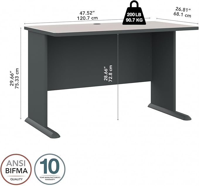 Bush Business Furniture Series A 48W Computer Desk in White Spectrum and Slate, Small Office Table for Home or Professional Workspace