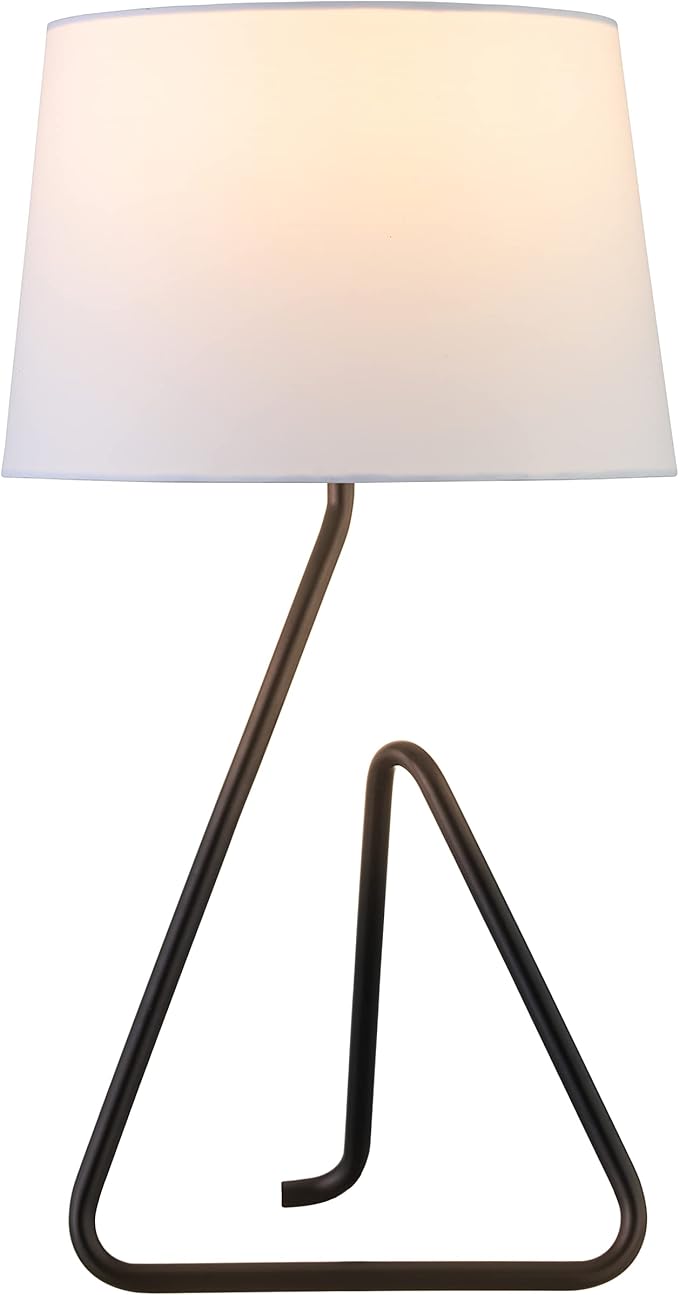Henn&Hart 22" Metal Table Lamp with Fabric Shade in Blackened Bronze, for Home, Living Room, Bedroom, Entertainment Room, Office, Kitchen, Dining