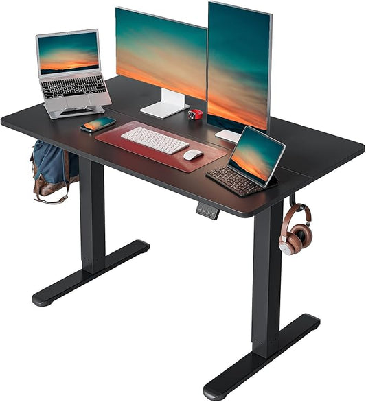 Cubiker Electric Standing Desk, 48 x 24 Stand up Desk Height Adjustable, Home Office Desk with Splice Board, Black
