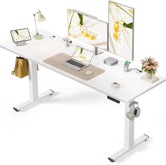 SIAGO Electric Standing Desk Adjustable - 63 x 24 Inch Sit Stand up Desk with Cable Management - 3 Memory Preset Adjustable Height Table