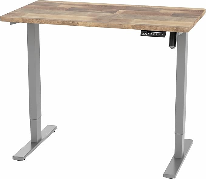 VIVO Electric 43 x 24 in Standing Desk, Memory Height Adjustment, 1B Series, One-Piece Reclaimed Wood Top, Gray Frame, DESK-KIT-1G4P