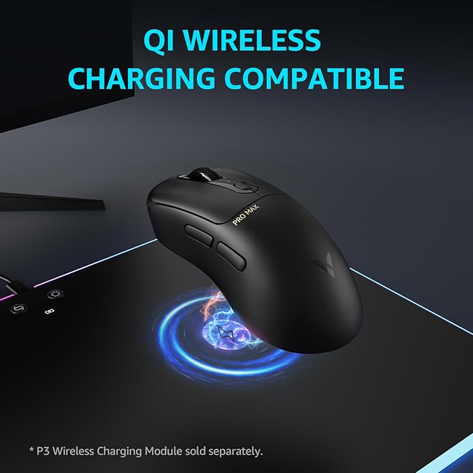 Rapoo VT3PRO MAX Wireless Gaming Mouse, 59g Superlight, 8KHz Polling, PAW 3950 Ultimate Optical Sensor, 30K Independent X/Y DPI, 1+8 Programmable Buttons, 200H Battery Life, Classic Shape, PC, Black