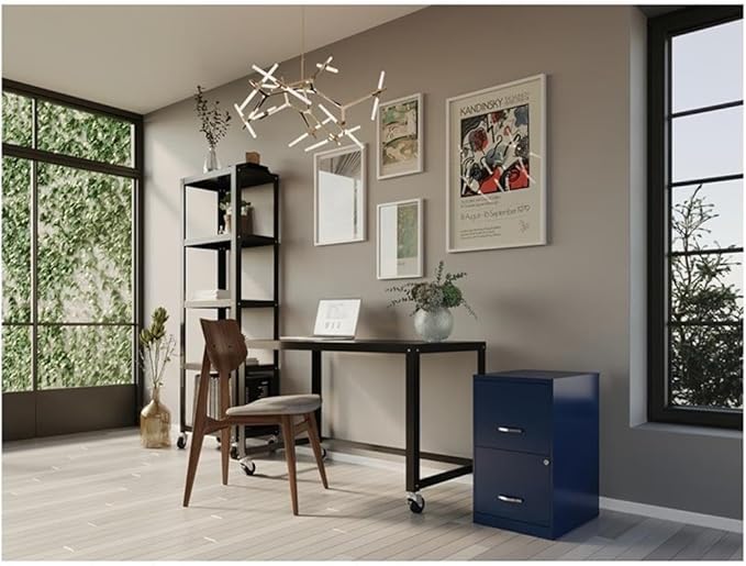 Pemberly Row 18" Modern Metal File Cabinet with 2 Drawers in Navy