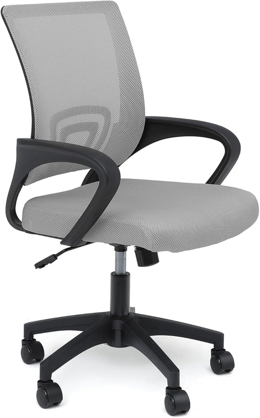 Athena Collection Computer Office Chair, Ergonomic Desk Chair with Rolling Wheels, Mesh Back Support and Height Adjustable, Small and Comfy for Home Office, Study, Light Grey