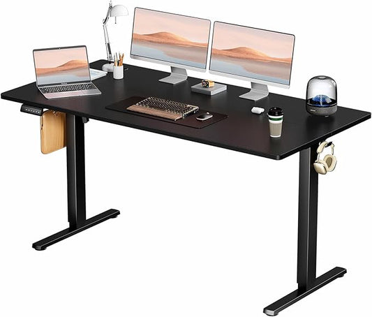 Electric Standing Desk, Adjustable Height Stand up Desk, 63x24 Inches Sit Stand Home Office Desk with Splice Board,Black