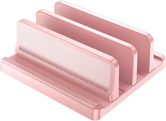 4 in 1 Vertical Laptop Stand Holder,Adjustable ABS Plastic Desktop Management Notebook Dock,Vertical Laptop Stand Space-Saving for All MacBook/Surface/Samsung/HP/Dell/Chrome Book(Pink)