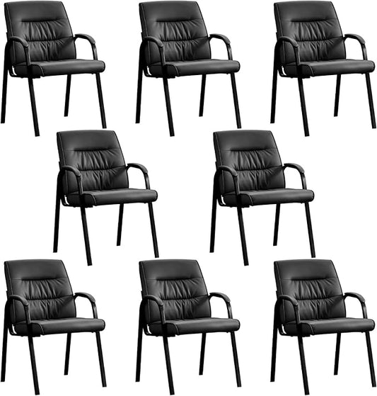 Office Guest Reception Chair Set of 8, Conference Room Chairs Waiting Room Chairs 8 Pack, Modern Leather Office Desk Chair No Wheels.