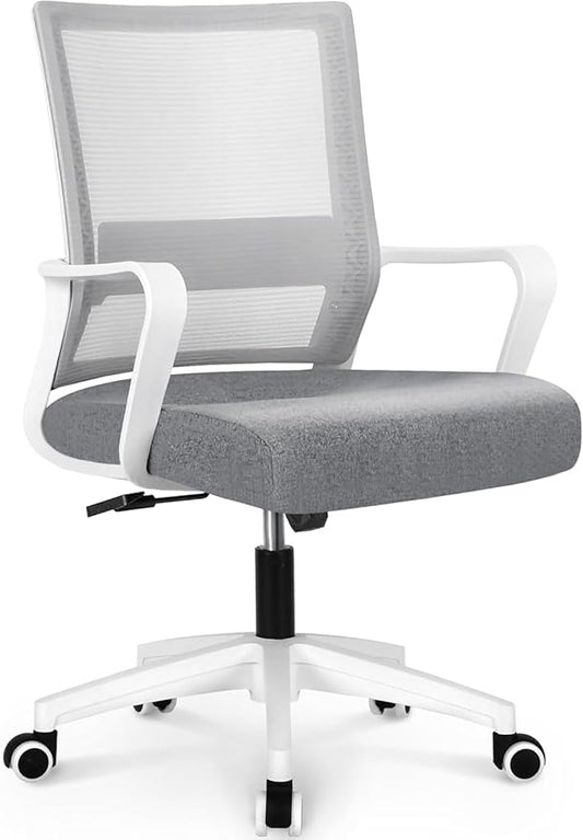 NEO CHAIR Office Chair Gaming Desk Computer Chair Ergonomic Mesh Mid Back with Wheels Lumbar Support Comfy Swivel Adjustable for Home (Grey)