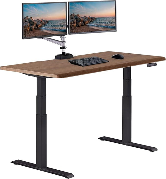 Vari ComfortEdge 60x30 Inch Adjustable Electric Standing Desk – Sit Stand VariDesk with Memory Presets, Sloped Edge, 200 LB Capacity + Tool-Free Assembly (Walnut/Black)