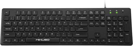 Wired Computer Keyboard Character anti fading,Corded Low-Profile, 12 Multimedia Hotkeys,1.6m Cable USB Interface Plug and Play Suitable for Computers, Laptop and PC,Full-Size,Number Pad, Office