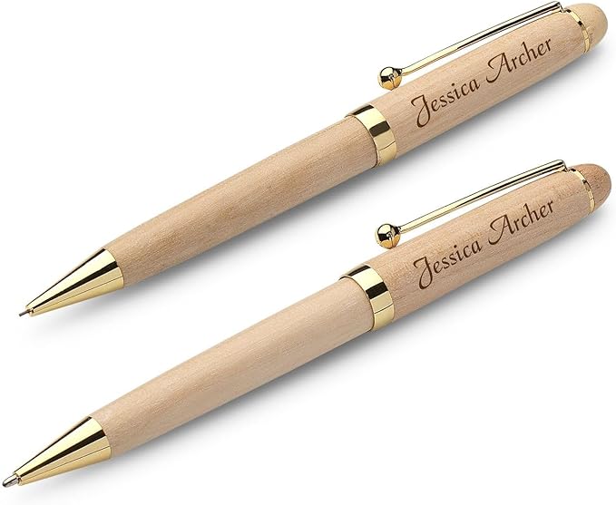 Executive Gift Shoppe | Personalized Ballpoint Pen and Mechanical Pencil Set in Maple Wood with Custom Engraving