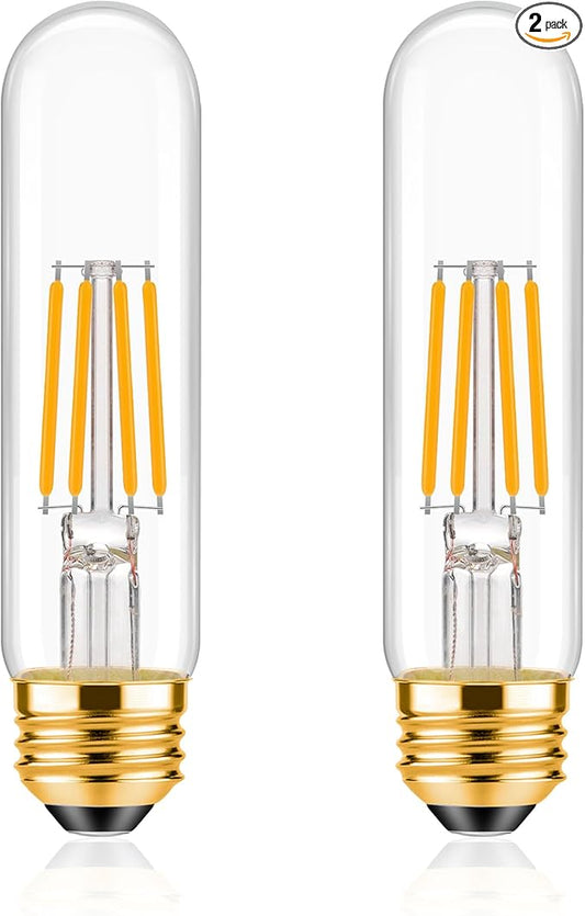 ToBeGreat T30 Light Bulbs 4 Watt Equivalent 40W Bulb E26 Tubular Bulbs T10 LED Bulb Warm White 2700K,Desk Lamp,Bedbroom Bathroom Dimmable,Chandelier (Clear, 5 in (2pack))