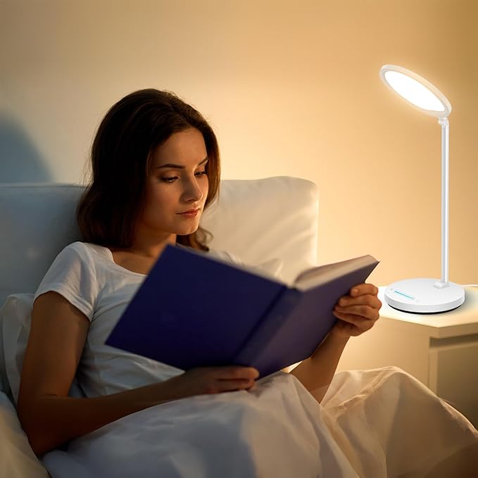LED Desk Lamp With Swing Arm and Flexible Neck - 3CCT Table Lamp for Home, Office, College Dorm - Tall Lamp With Shade for Children Reading, Study - Eye-Care Touch Control
