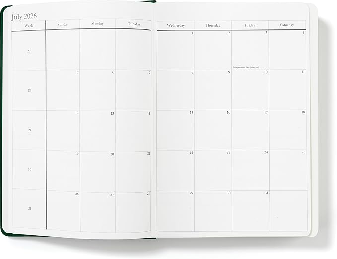 Wykeham's Executive 2026 Daily Journal Planner – US Public Holidays & Format – Customization Available (Racing Green, 8.5”×5.5”)
