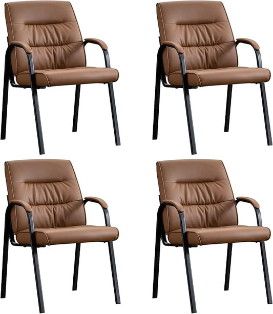 Office Guest Reception Chair Set of 4, Conference Room Chairs Waiting Room Chairs 4 Pack, Modern Leather Office Desk Chair No Wheels.