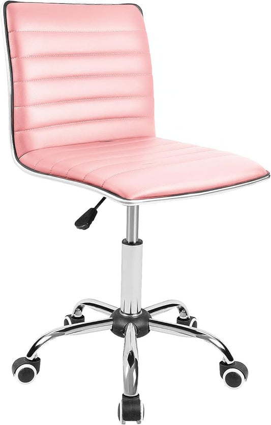 JUMMICO Office Chair Mid Back Task Chair Adjustable Home Computer Executive Desk Chair with 360° Swivel (Pink)