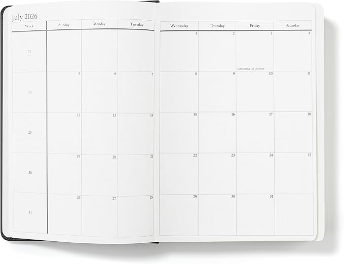 Wykeham's Executive 2026 Daily Journal Planner – US Public Holidays & Format – Customization Available (Personalized Black, 8.5"×5.5")