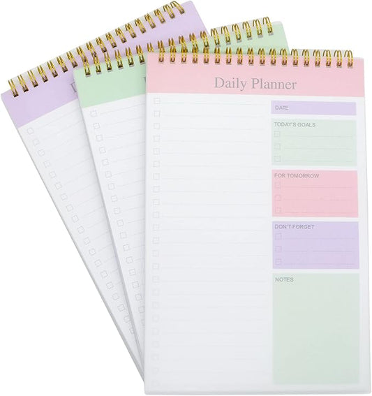 Undated to Do List Notepad Notebook Daily Planner 80 Sheets 6.5'' x 9.8'' Checklist Productivity Organizer for Work Academic Planner (Purple Pink Green)