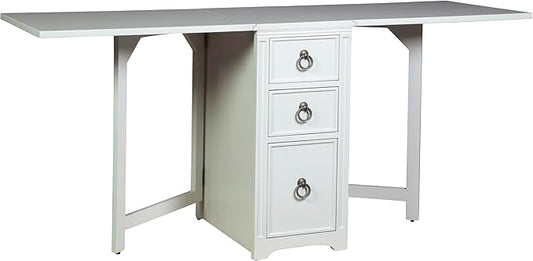 Hekman Drop Leaf Desk - Solid Wooden Writing Table with Storage, Executive Workstation with 3 Drawers, 2 Hanging Leaves, Study Desk for Small Spaces, Modern Secretary Table, Home Office Furniture