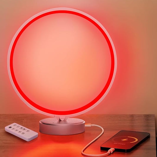 Red Light Therapy Night Light Lamp for Sleep 670nm Red Nightlight Desk Lamp with Multi-Color and Brightness Options Remote Control,Deep Relaxation and Improve Sleeping for Adults Kids (Silver)