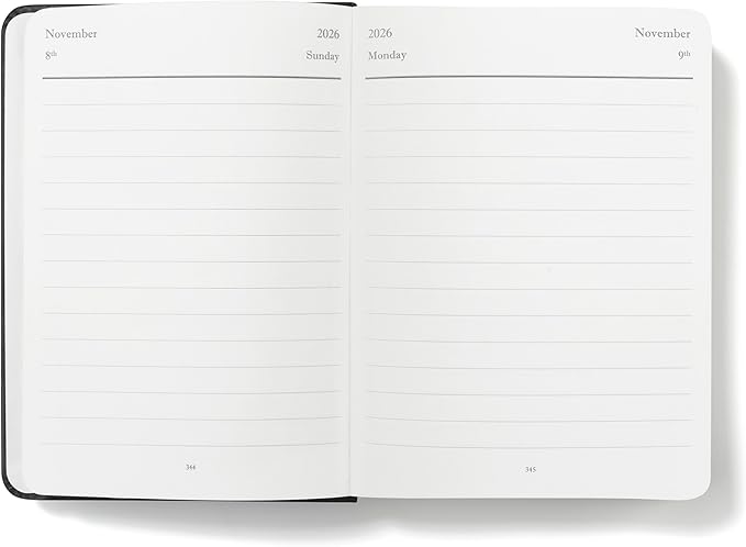 Wykeham's Executive 2026 Daily Journal Planner – US Public Holidays & Format – Customization Available (Personalized Black, 6”×4.5”)