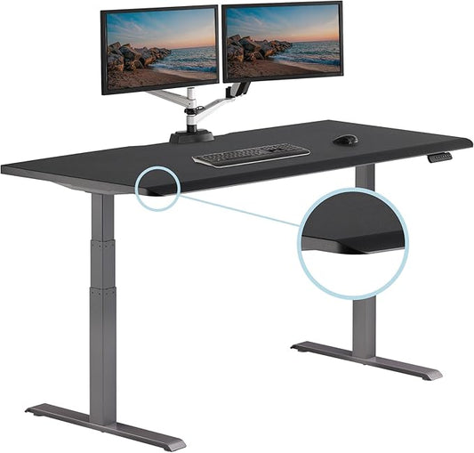 Vari ComfortEdge 72x30 Inch Electric Standing Desk – Height Adjustable Large Office Sit Stand VariDesk with Sloped Edge, Memory Presets, 180 LB Capacity + Tool-Free Assembly (Black)
