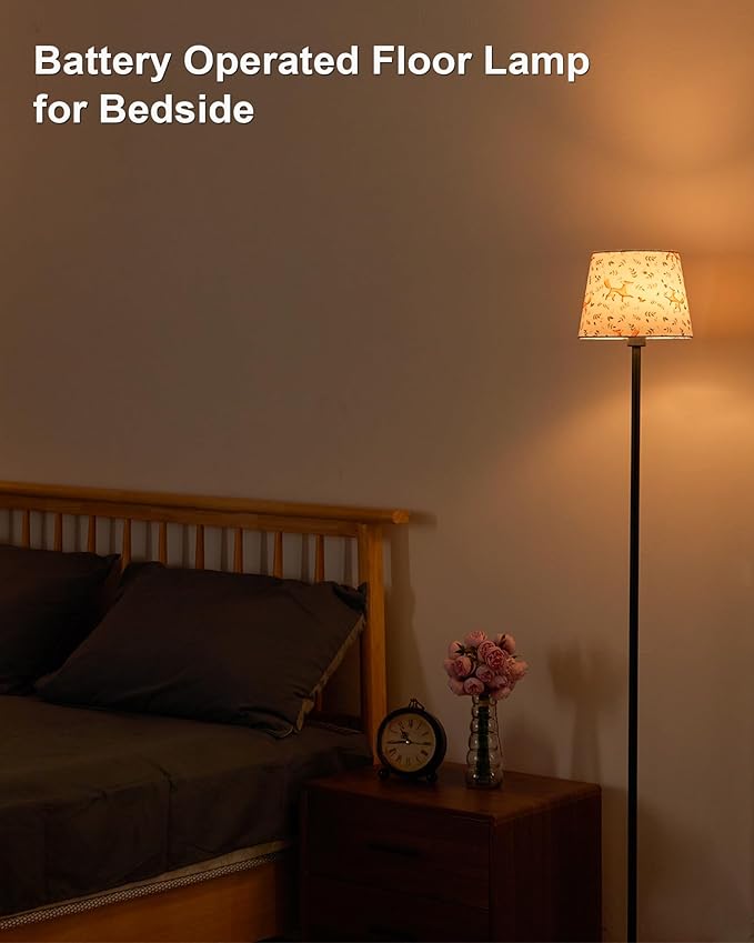 UMEXUS Cordless Rechargeable Floor Lamp for Bedroom, 57" Battery Operated Dimmable Floor Lamp, Small Corner Standing Light with Remote & Timer Portable Bedside Outdoor Patio Kids Room Ambient Lighting