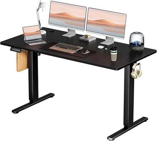 Electric Standing Desk, Adjustable Height Stand up Desk, 55x24 Inches Sit Stand Home Office Desk with Splice Board,Black
