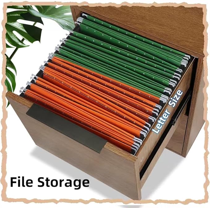 LUCYPAL Wood File Cabinet,2 Drawer Filing Cabinets for Home Office,Vertical File Cabinets with Handle for Letter Size,Brown