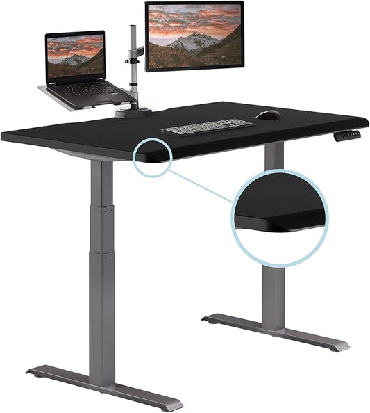 Vari ComfortEdge 48x30 Inch Electric Standing Desk – Height Adjustable Sit Stand VariDesk with Memory Presets, Sloped Edge, 220 LB Capacity + Tool-Free Assembly (Black)