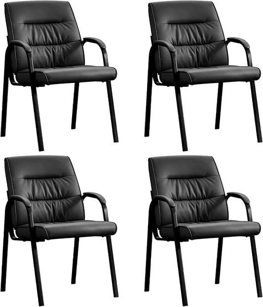 Office Guest Reception Chair Set of 4, Conference Room Chairs Waiting Room Chairs 4 Pack, Modern Leather Office Desk Chair No Wheels.