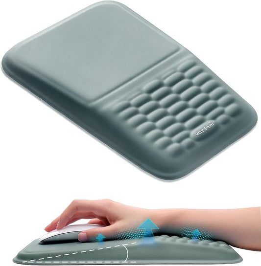 Vaydeer Ergonomic Mouse Pad with Wrist Support – Memory Foam Mousepad with Massage Bulge & Non-Slip PU Base, Relieves Carpal Tunnel Pain, Ideal for Computer, Laptop, Office & Home (11.7×7.6 in, Gray)