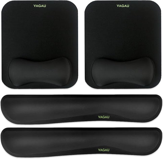 VAGAU Premium Keyboard Wrist Rest and Mouse Pad Wrist Support, Ergonomic Memory Foam Set for Office, Laptop, Mac, Computer and Gaming, Comfortable Typing &Wrist Pain Relief (2 Pack)