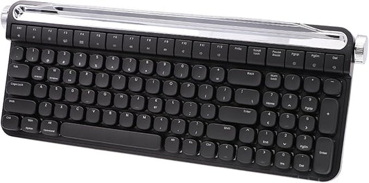 Retro Typewriter Mechanical Keyboard with Tablet Stand, 100 Keys LED Backlit, ABS+PBT Keycaps, Wired/Bluetooth, Blue Switch, Compatible with Windows/Mac/iOS/Android (Black)