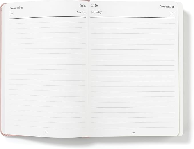 Wykeham's Executive 2026 Daily Journal Planner – US Public Holidays & Format – Customization Available (Rose, 8.5"×5.5")
