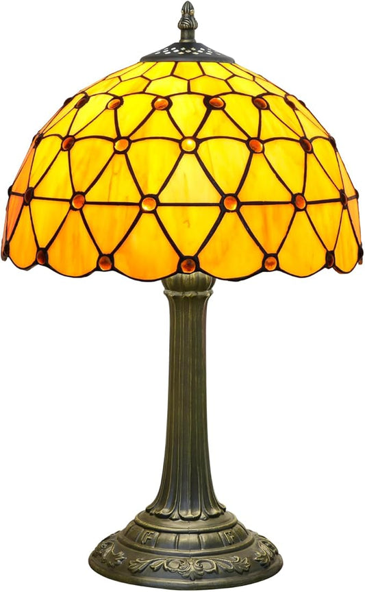 Tiffany Lamps Vintage Orange Lamp Mushroom Bedside for Bedroom Dector Stained Glass Table Lamp Living Room Office Kitchen Hotel Bar Farmhouse 12 Inch Aesthetic Nightstand 70s 80s Reading Desk Light