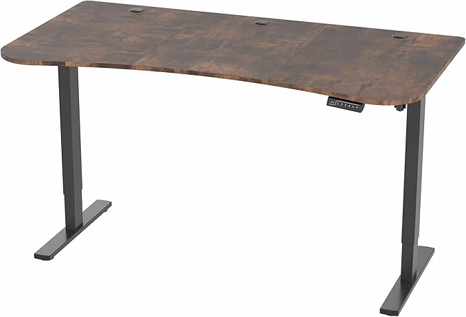 VIVO Electric 63 x 32 in Rustic Standing Desk, Memory Height Adjustment, 1B Series, Vintage Brown Top Black Frame, DESK-KIT-1B1N