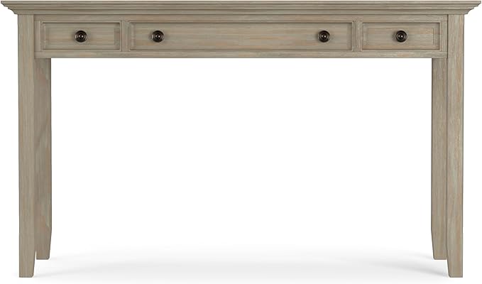 SIMPLIHOME Amherst Desk - 54-Inch Wide Solid Wood Writing Desk in Distressed Grey, Transitional Home Office Computer Table for Workspace or Study with 2 Drawers and Flip-Down Keyboard Tray