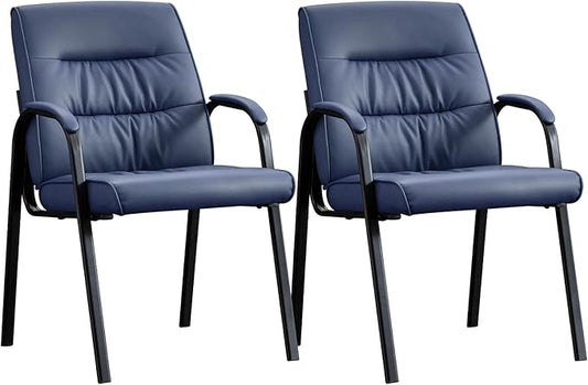 Office Guest Reception Chair Set of 2, Conference Room Chairs Waiting Room Chairs 2 Pack, Modern Leather Office Desk Chair No Wheels.