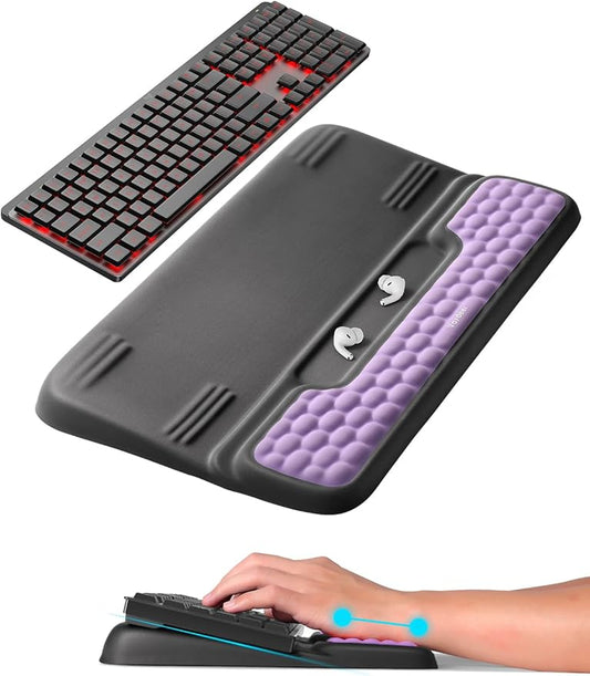 Vaydeer Keyboard Stand with Wrist Rest, Gaming Wrist Support Pad, Ergonomic Hand Rest Arm Memory Foam for Palm Typing Comfort, Keyboard Riser Holder Lifter Computer Desk Accessory Office Home-Purple