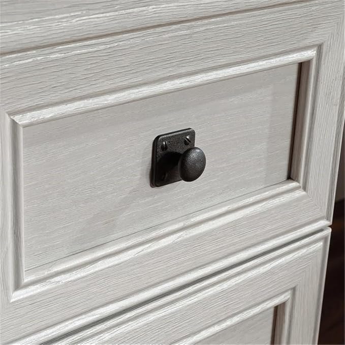 Pemberly Row Engineered Wood L-Shaped Desk in Glacier Oak/Rosso Slate Accents