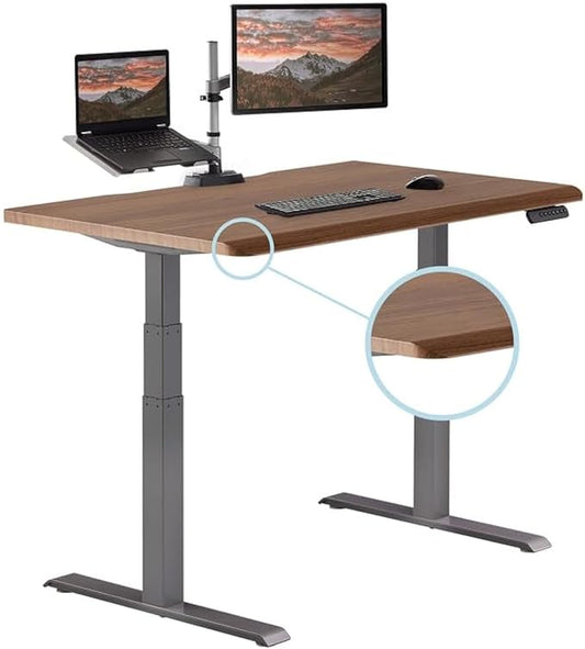 Vari ComfortEdge 48x30 Inch Electric Standing Desk – Height Adjustable Sit Stand VariDesk with Memory Presets, Sloped Edge, 220 LB Capacity + Tool-Free Assembly (Walnut)