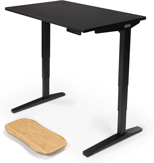 UPLIFTDESK V2 2-Leg Black Laminate Wood Standing Desk – Adjustable Height, Advanced 1-Touch Memory Keypad, Under Desk Cable Management, Wire Grommets & Rocker Board (Black C-Frame, 48 x 30 inch)