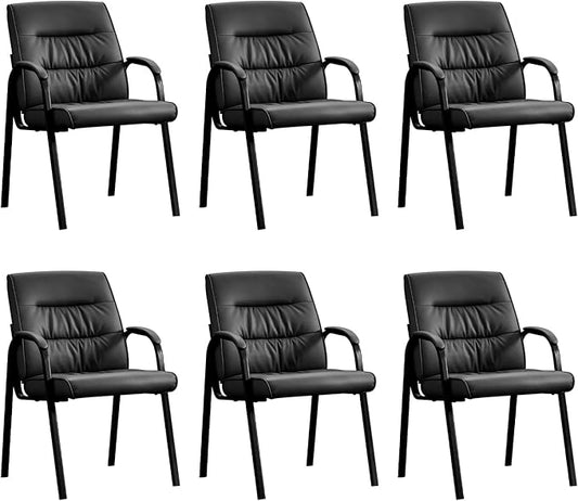 Office Guest Reception Chair Set of 6, Conference Room Chairs Waiting Room Chairs 6 Pack, Modern Leather Office Desk Chair No Wheels.