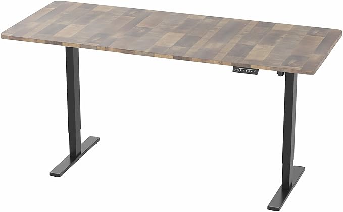 VIVO Electric 71 x 30 in Standing Desk, Memory Height Adjustment, 1B Series, Reclaimed Wood Top Black Frame, DESK-KIT-1B7P