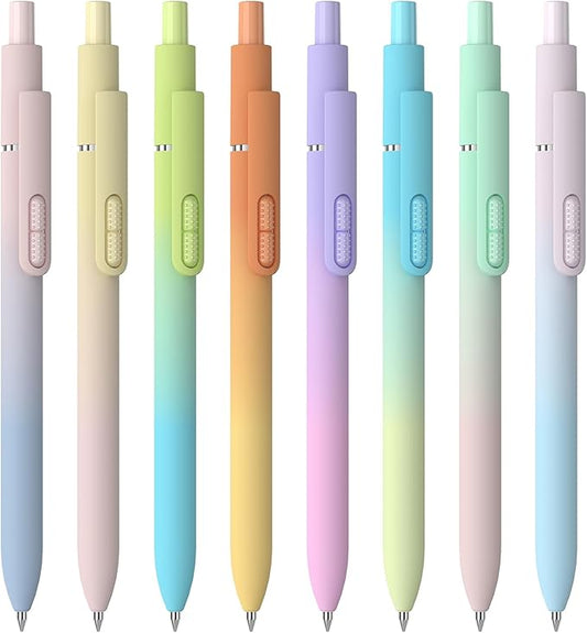 8 Pcs Black Ballpoint Pens - 1.0mm Medium Point Smooth Writing Black Ink Ball Point Pens | High-end Long Lasting Retractable Pen for School, Home, Office (Gradient-8pcs)