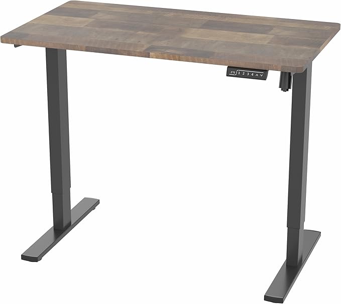 VIVO Electric 43 x 24 in Standing Desk, Memory Height Adjustment, 1B Series, One-Piece Reclaimed Wood Top, Black Frame, DESK-KIT-1B4P