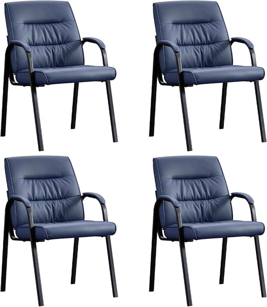 Office Guest Reception Chair Set of 4, Conference Room Chairs Waiting Room Chairs 4 Pack, Modern Leather Office Desk Chair No Wheels.