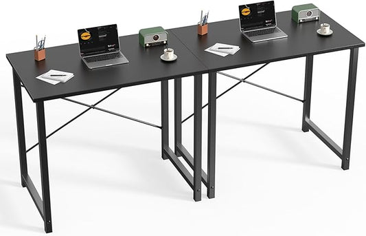 Sweetcrispy Small Computer Office Desk 32 Inch Kids Student Study Writing Work with Metal Frame Wood Tabletop Modern Simple Home Bedroom PC Table - Black, 2 Pack