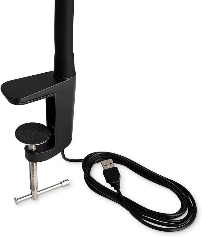 Reliable UberLight Flex 3200TL Task Light – LED Portable Desk Light with Clamp, USB Connection, 26.5” Flexible Gooseneck, 270° Rotational Head, 9 Light Settings, and up to 60,000 Hours of Use (Black)